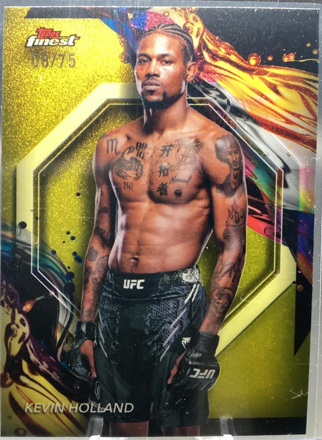 Kevin Holland 2024 Topps Finest UFC Base Uncommon #179 Yellow Glitter Refractor