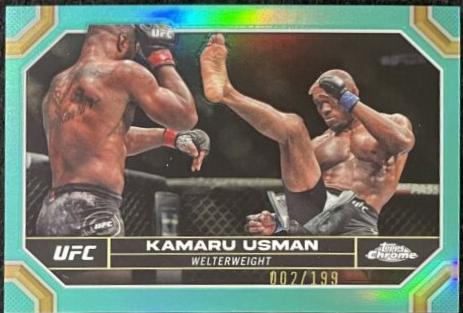 Kamaru Usman 2024 Topps Chrome UFC Base #108 Aqua Refractor