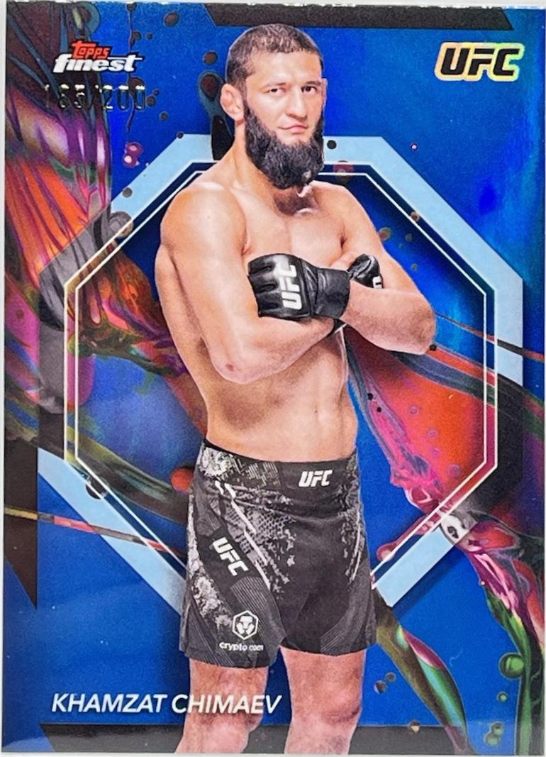 Khamzat Chimaev 2024 Topps Finest UFC Base Common #89 Blue Refractor