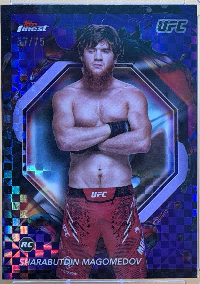 Shara Magomedov 2024 Topps Finest UFC Base Rare #218 Purple Checkerboard Refractor