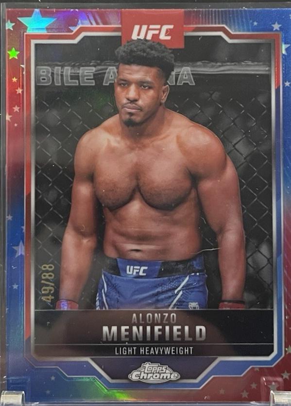 Alonzo Menifield 2025 Topps Chrome UFC Base #159 Red White Blue Refractor