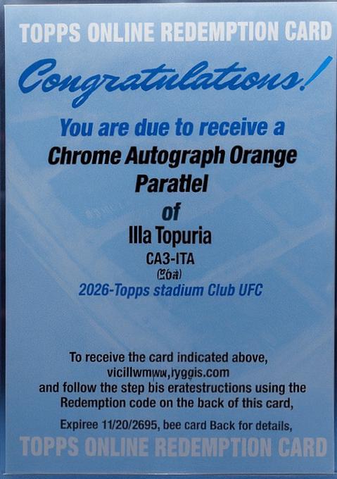 Ilia Topuria 2025 Topps Stadium Club UFC Chrome Autographs #CAS-ITA Superfractor