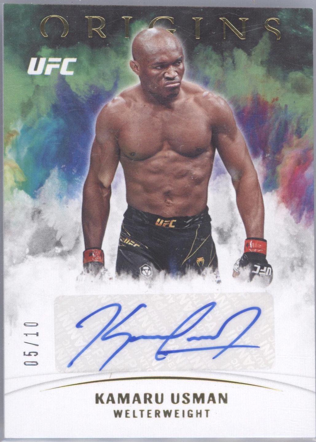 Kamaru Usman 2022 Panini Chronicles UFC Origins Autographs #9 Platinum
