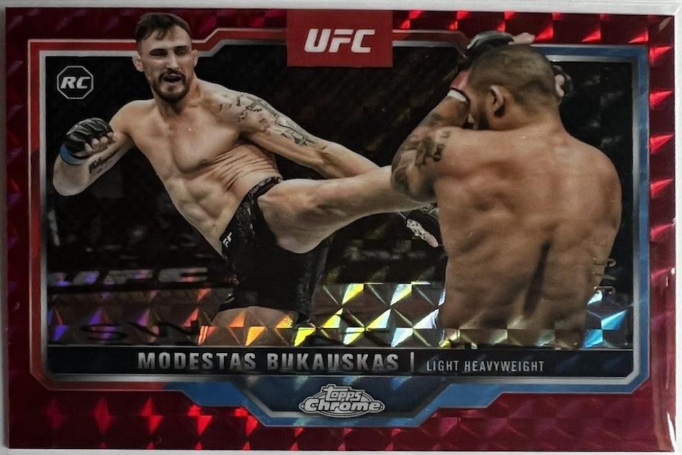 Modestas Bukauskas 2025 Topps Chrome UFC Base #8 Red Geometric Refractor