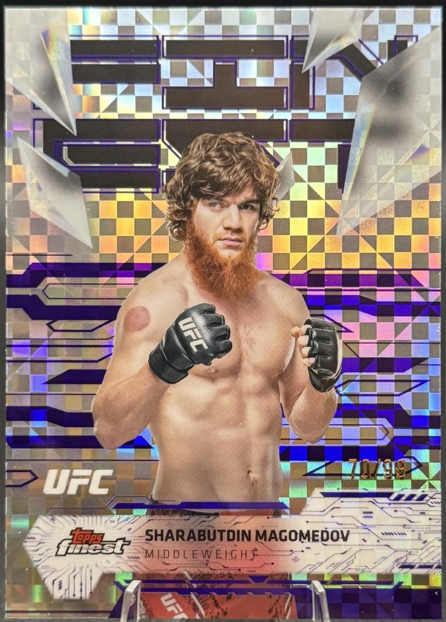 Shara Magomedov 2025 Topps Finest UFC Base Uncommon #114 Purple Checkerboard Refractor