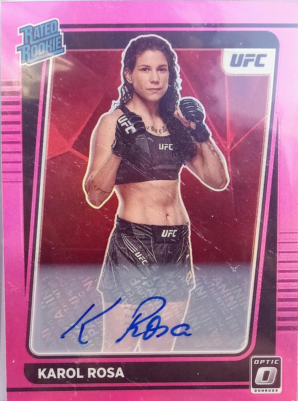 Karol Rosa 2022 Panini Donruss Optic UFC Base Rated Rookies Signatures #102 Pink