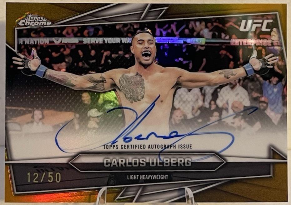 Carlos Ulberg 2026 Topps Chrome UFC Base Autographs #BAV-CU Red Geometric Refractor