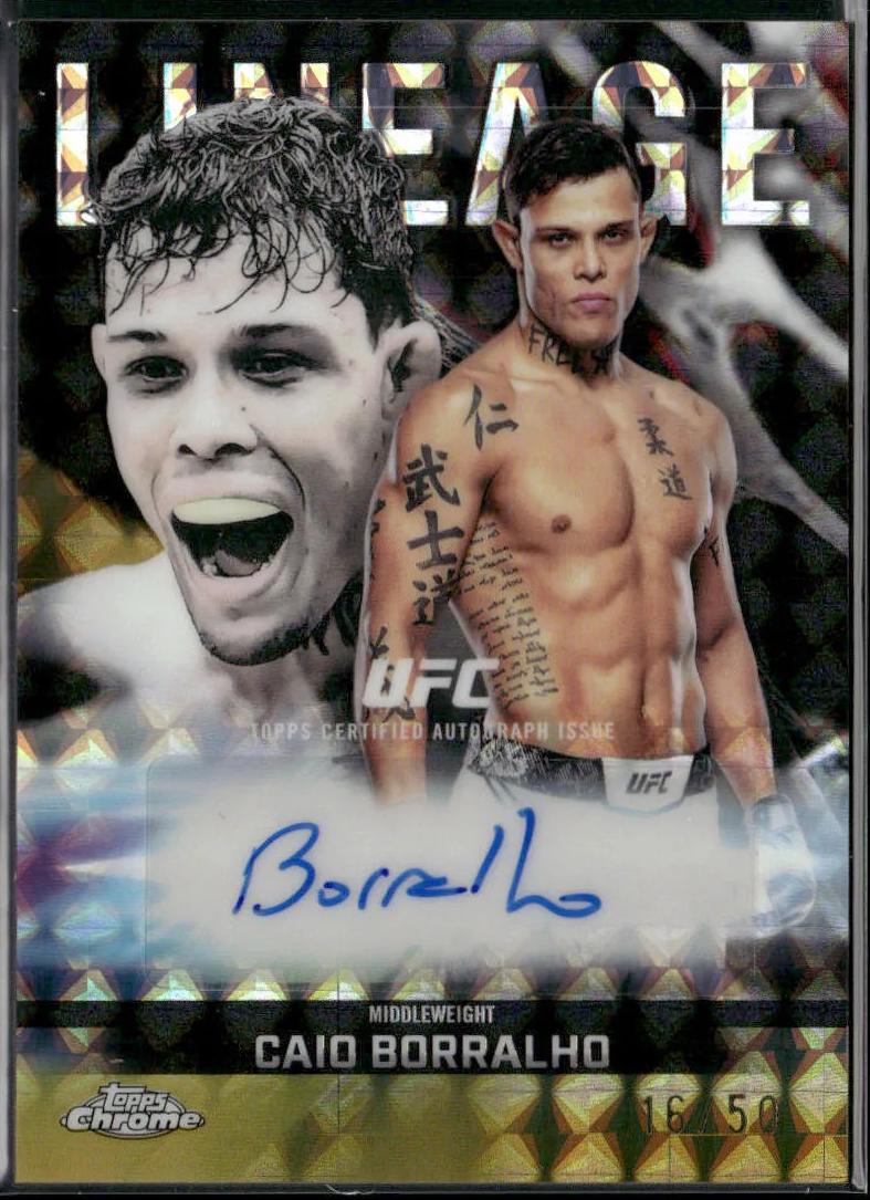 Caio Borralho 2026 Topps Chrome UFC Chrome Lineage Autographs #CCA-CB Gold Geometric Refractor
