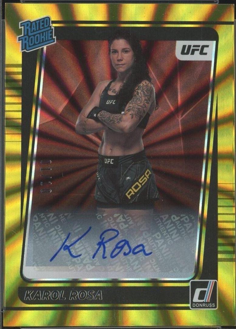 Karol Rosa 2022 Panini Donruss UFC Rated Rookies Signatures #217 Gold