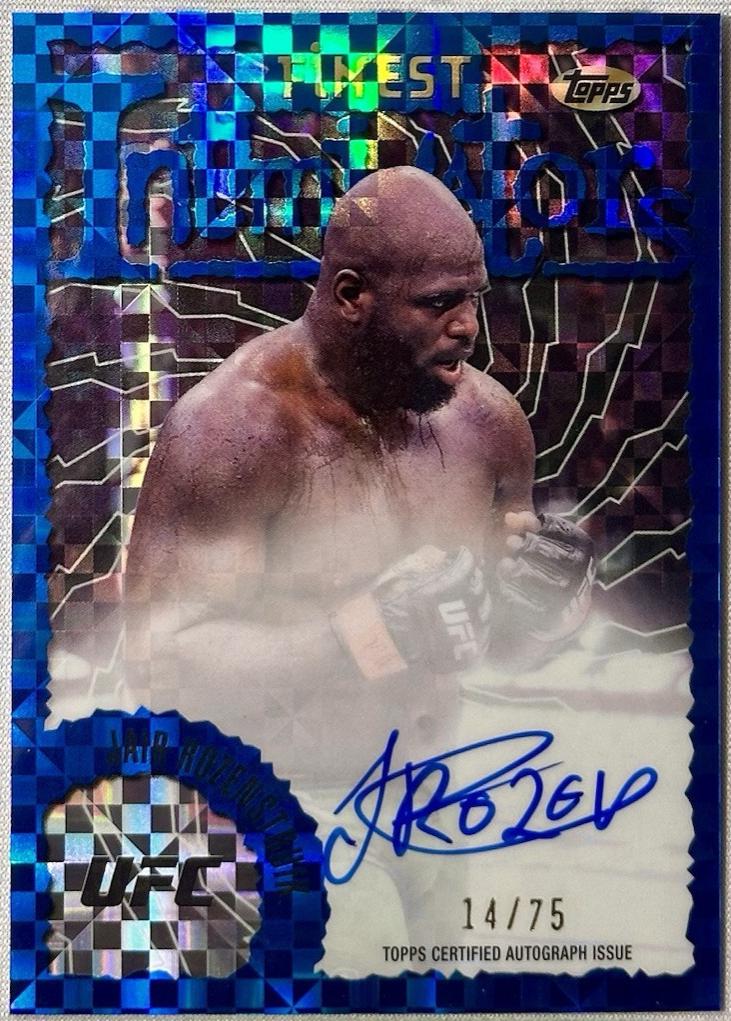 Jairzinho Rozenstruik 2024 Topps Finest UFC Intimidators Autographs #IA-JRK Blue Checkerboard Refractor