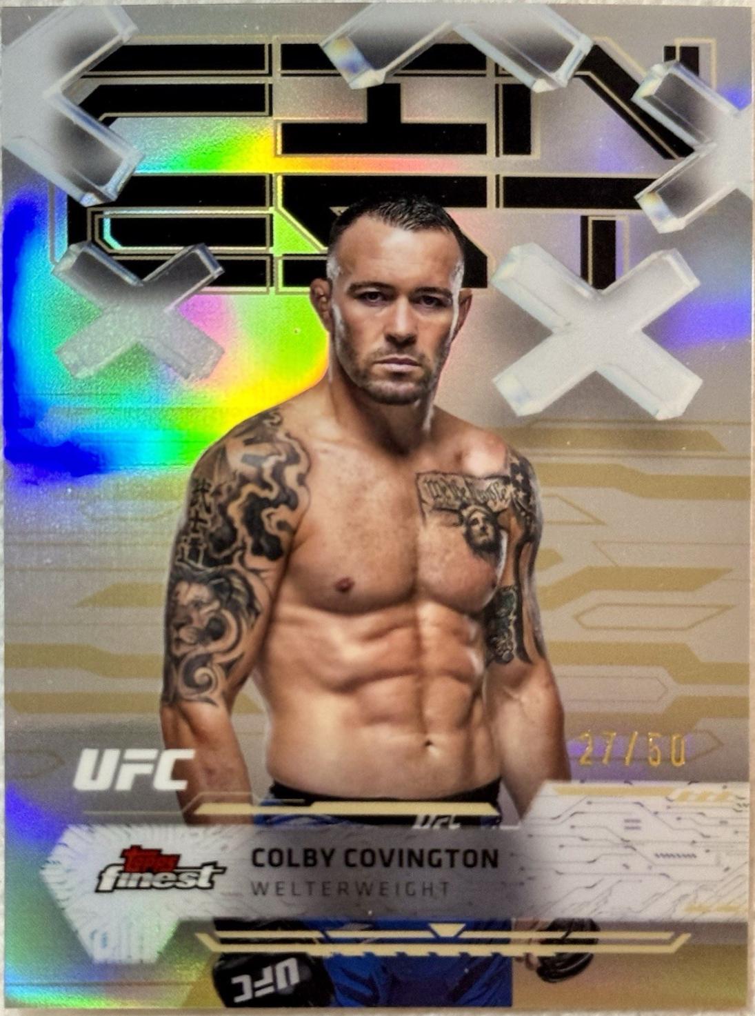 Colby Covington 2025 Topps Finest UFC Base Common #2 Gold Refractor