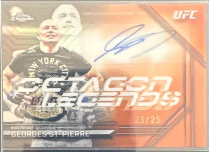 Georges St-Pierre 2026 Topps Chrome UFC Octagon Legends Autographs #OLA-GS Orange Geometric Refractor