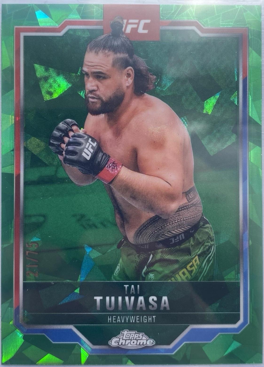 Tai Tuivasa 2025 Topps Chrome Sapphire UFC Base Sapphire #53 Green Sapphire