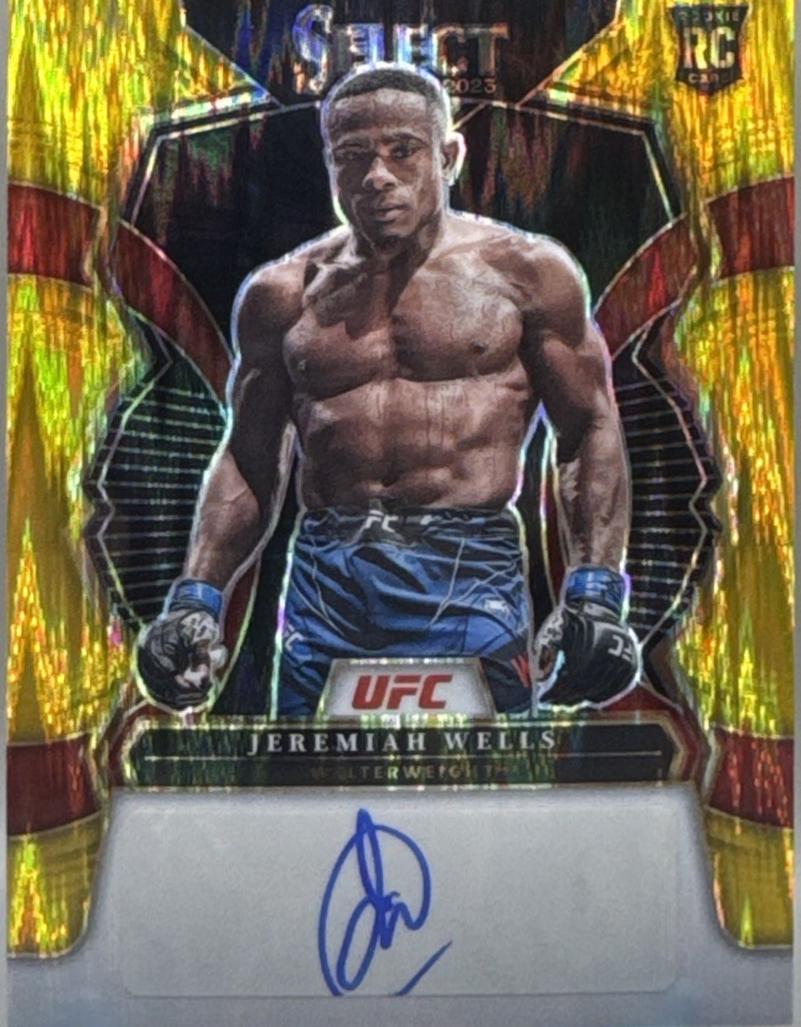 Jeremiah Wells 2023 Panini Select UFC Rookie Signatures #RS-JWL Gold Flash