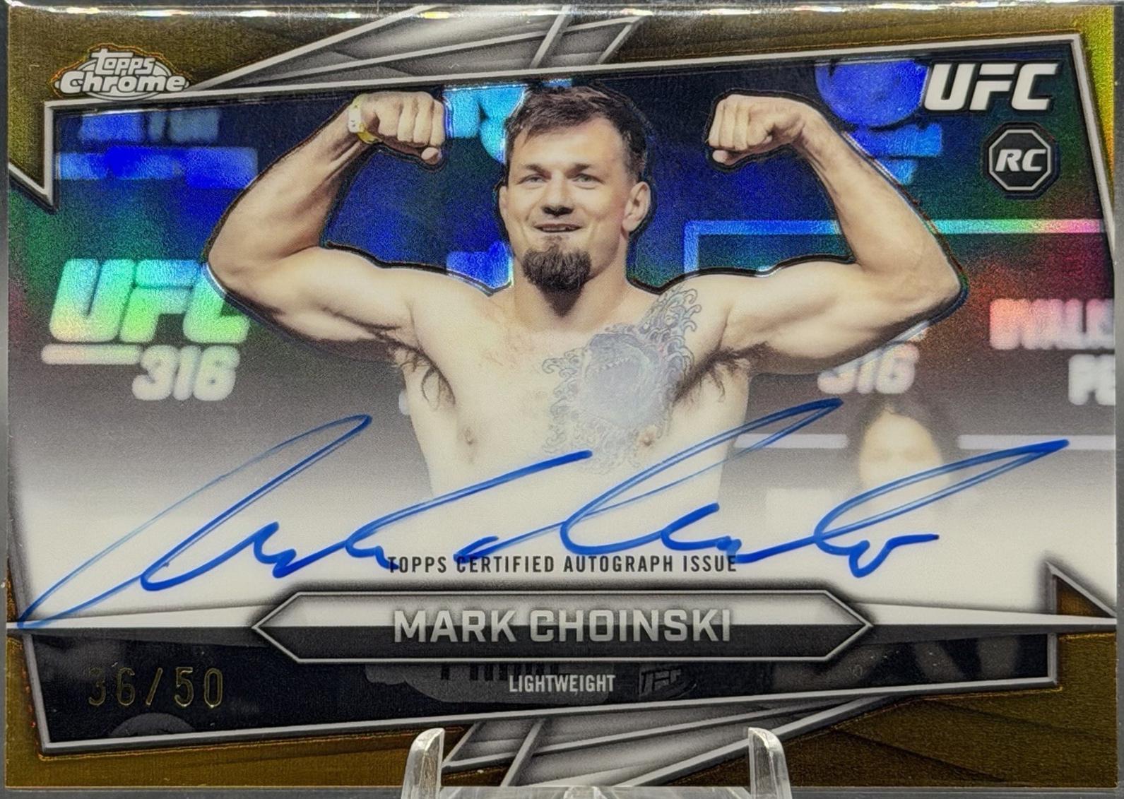Mark Choinski 2026 Topps Chrome UFC Base Autographs #BAV-MC Gold Refractor