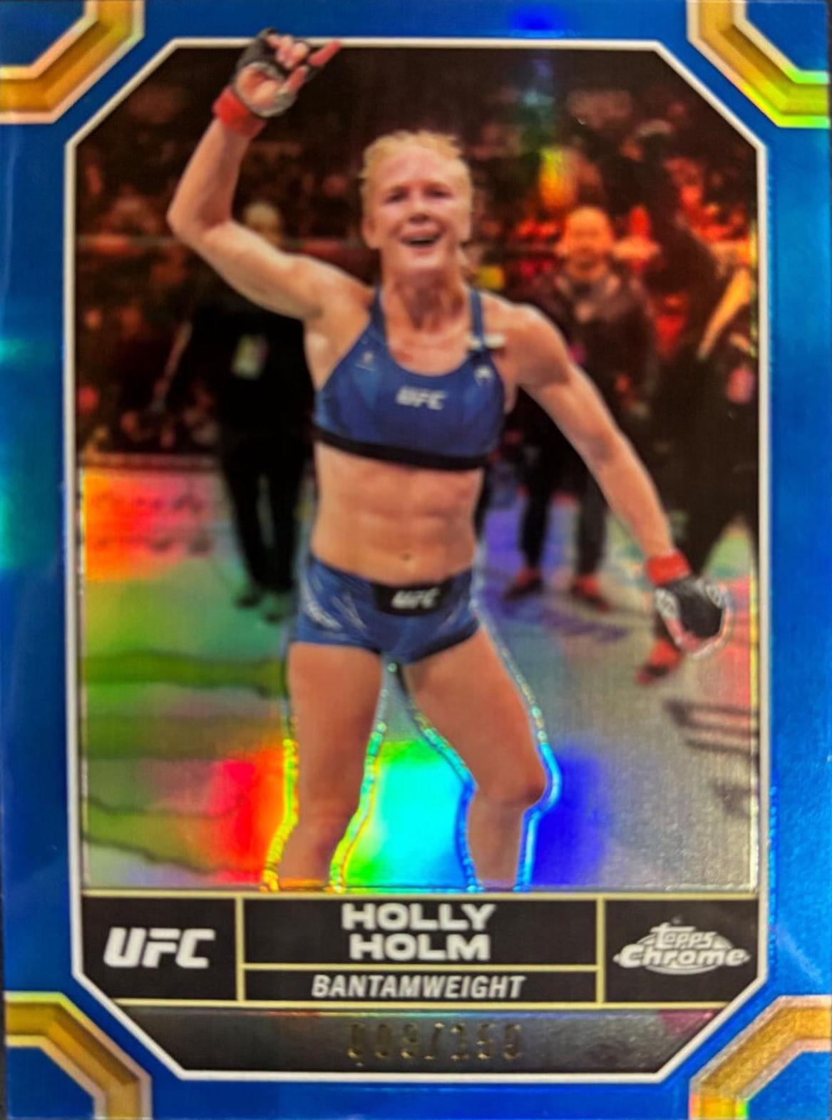 Holly Holm 2024 Topps Chrome UFC Base #74 Blue Refractor