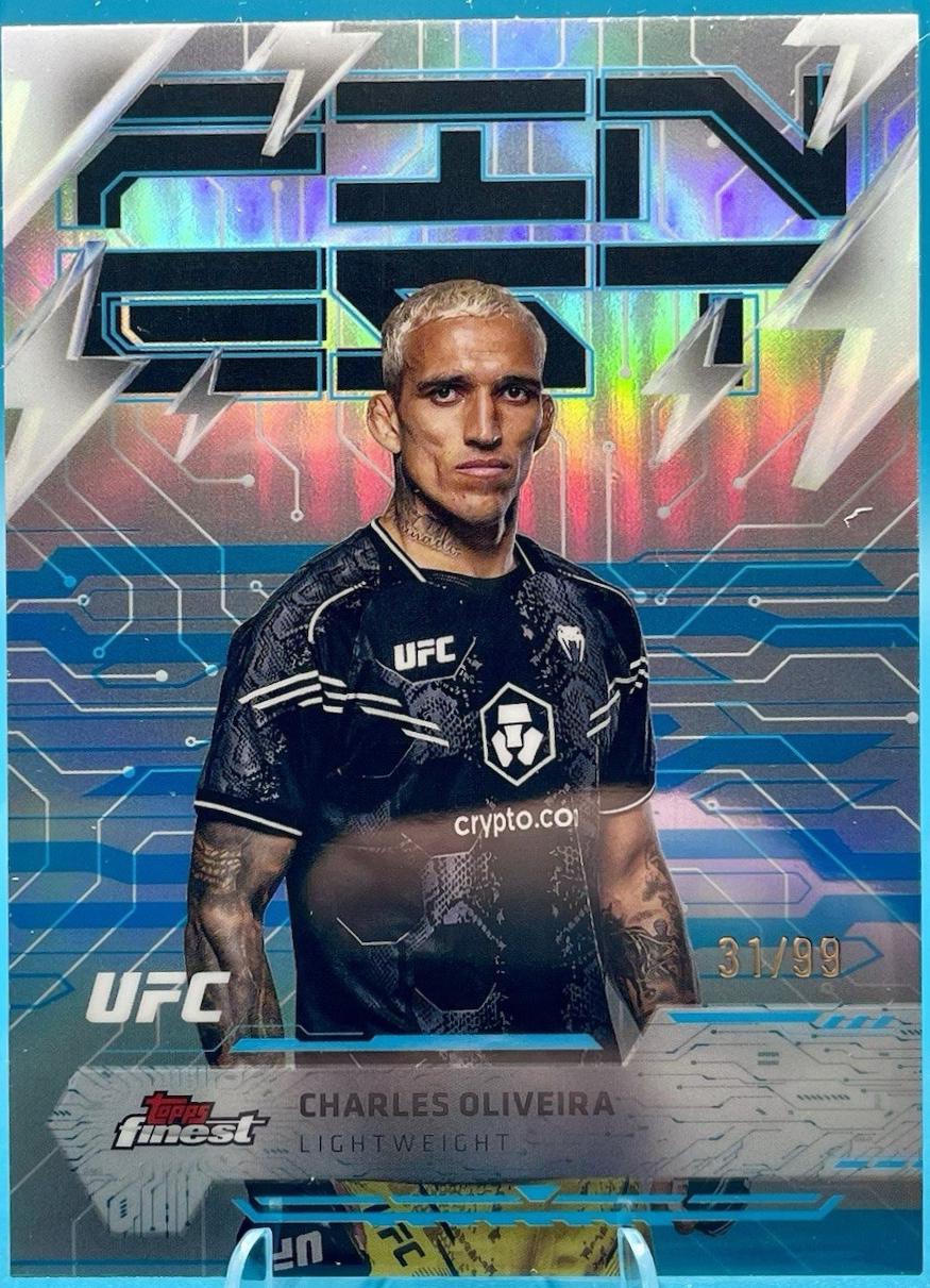 Charles Oliveira 2025 Topps Finest UFC Base Rare #291 Blue Refractor