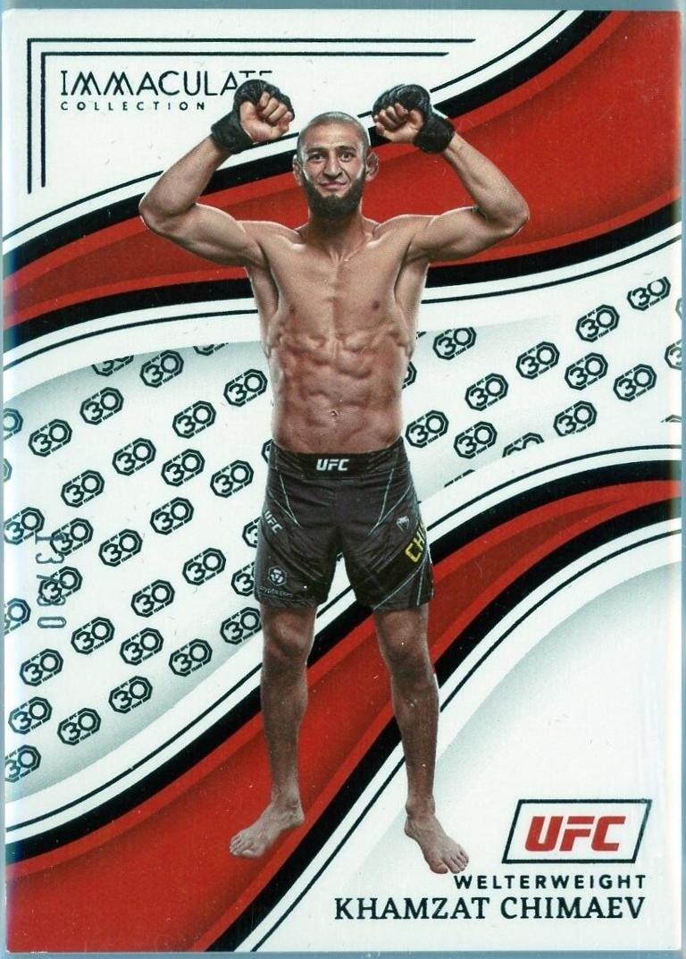 Khamzat Chimaev 2023 Panini Immaculate Collection UFC Base #39 30th Anniversary