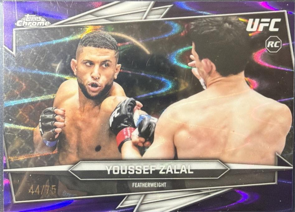 Youssef Zalal 2026 Topps Chrome UFC Base #48 Purple Ray Wave Refractor