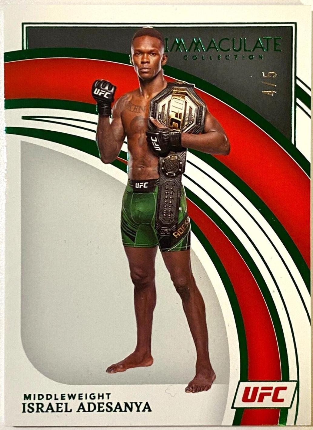 Israel Adesanya 2022 Panini Immaculate UFC Base #30 Green