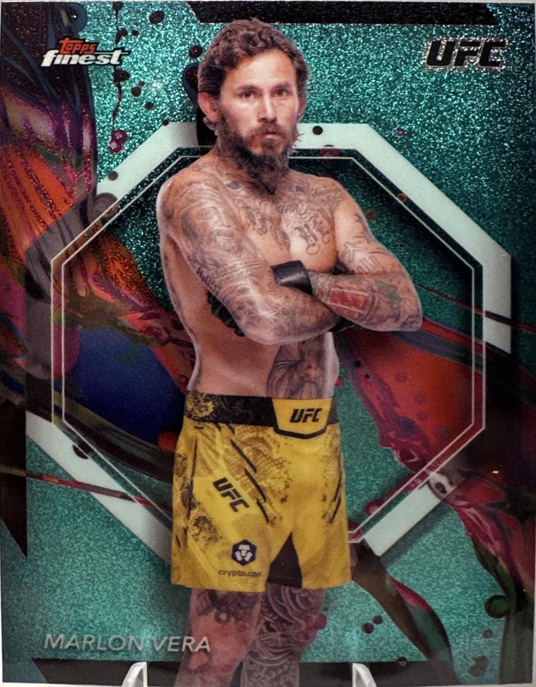 Marlon Vera 2024 Topps Finest UFC Base Common #80 Aqua Glitter Refractor