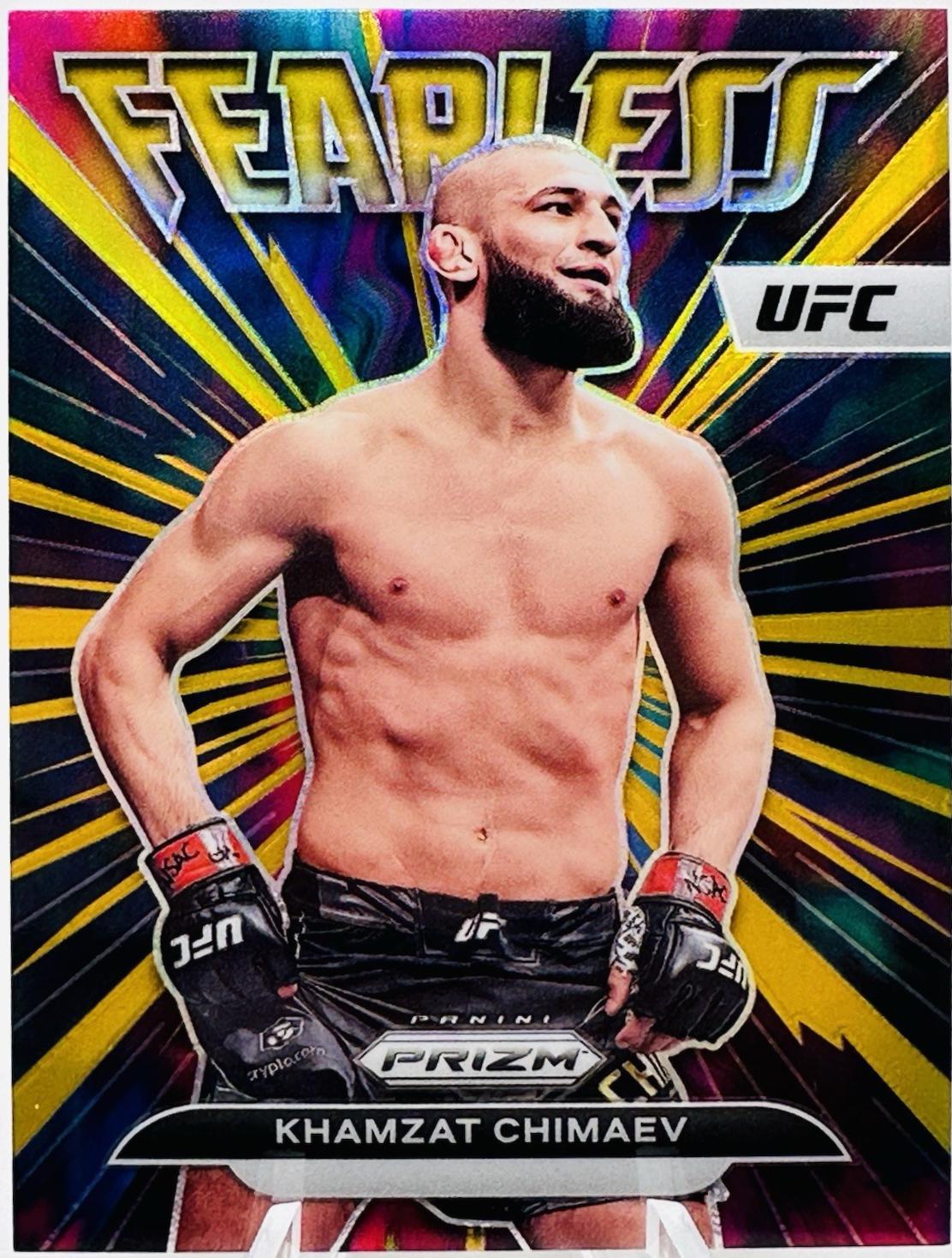 Khamzat Chimaev 2023 Panini Prizm UFC Fearless #5 Gold