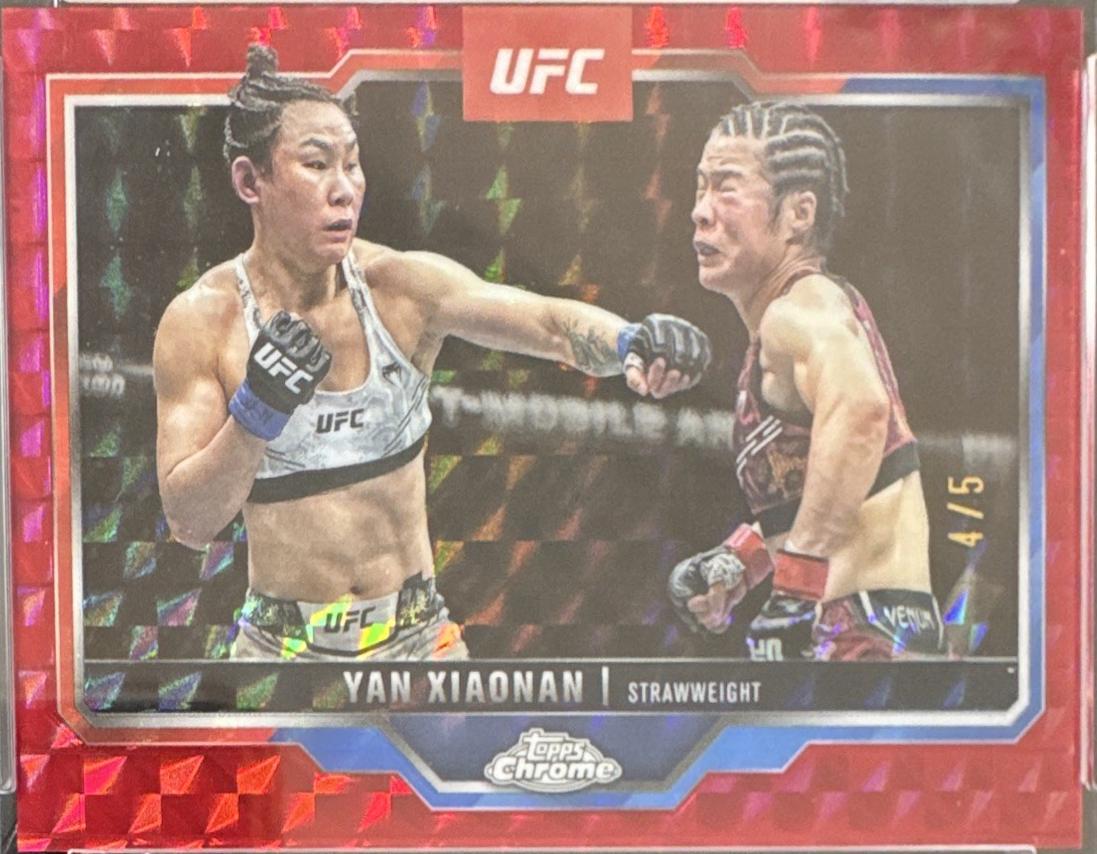 Yan Xiaonan 2025 Topps Chrome UFC Base #35 Red Geometric Refractor