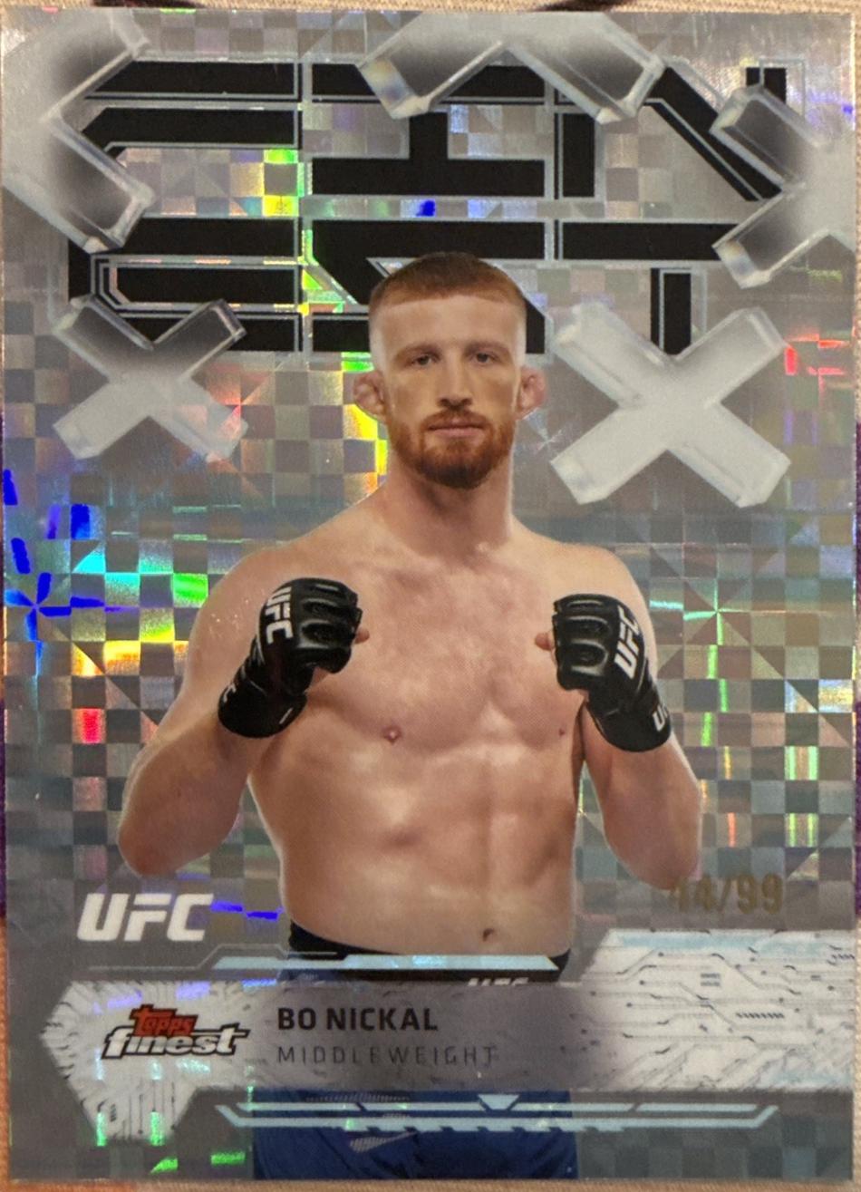 Bo Nickal 2025 Topps Finest UFC Base Common #92 Blue Checkerboard Refractor
