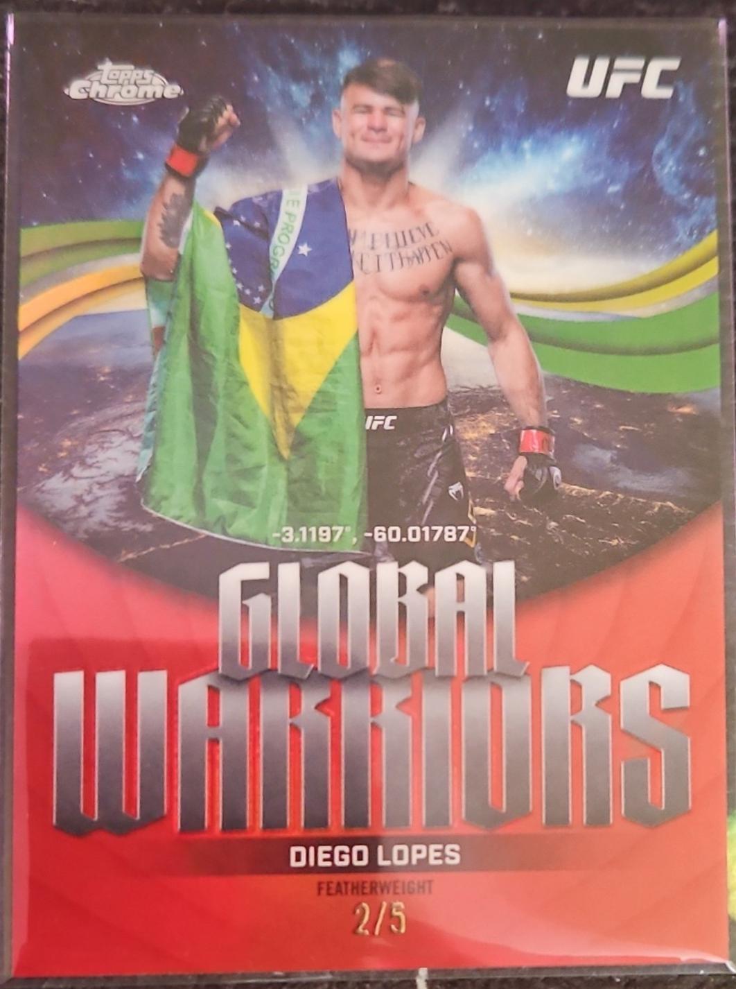 Diego Lopes 2026 Topps Chrome UFC Global Warriors #GW-14 Red Refractor