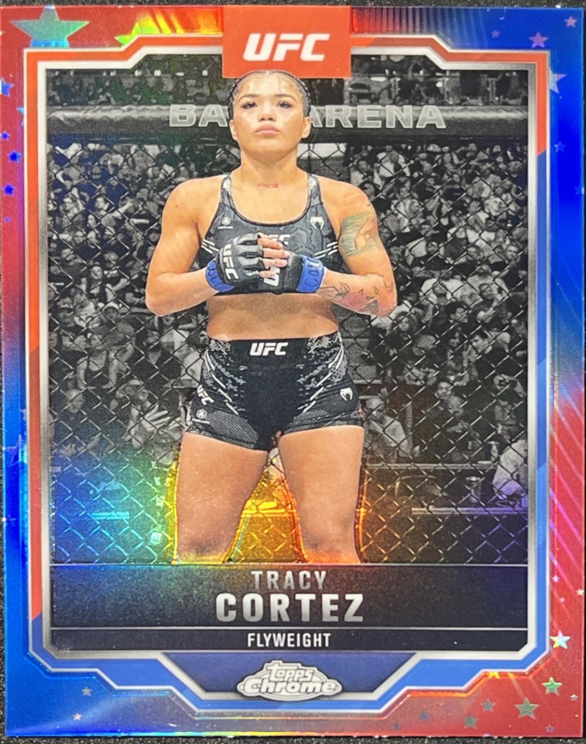 Tracy Cortez 2025 Topps Chrome UFC Base #134 Red & Blue Refractor