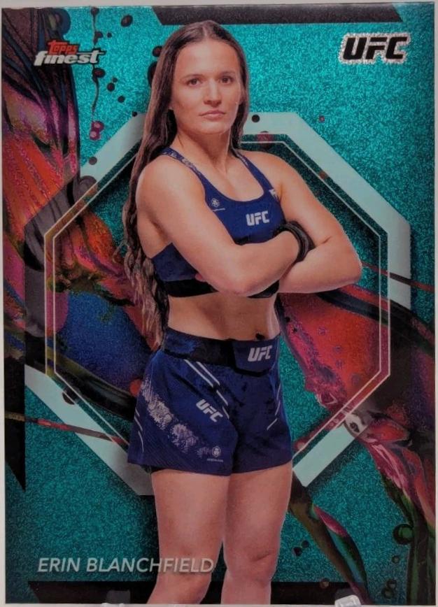 Erin Blanchfield 2024 Topps Finest UFC Base Common #90 Aqua Glitter Refractor