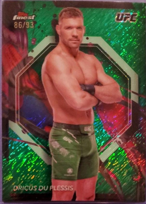 Dricus Du Plessis 2024 Topps Finest UFC Base Common #1 Green Shimmer Refractor