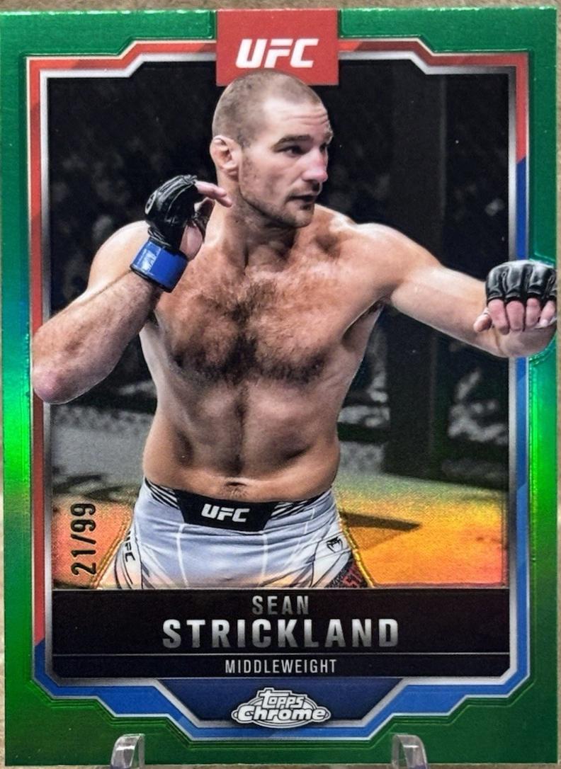 Sean Strickland 2025 Topps Chrome UFC Base #74 Green Refractor