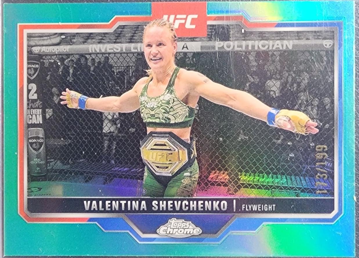Valentina Shevchenko 2025 Topps Chrome UFC Base #166 Teal Lazer Refractor