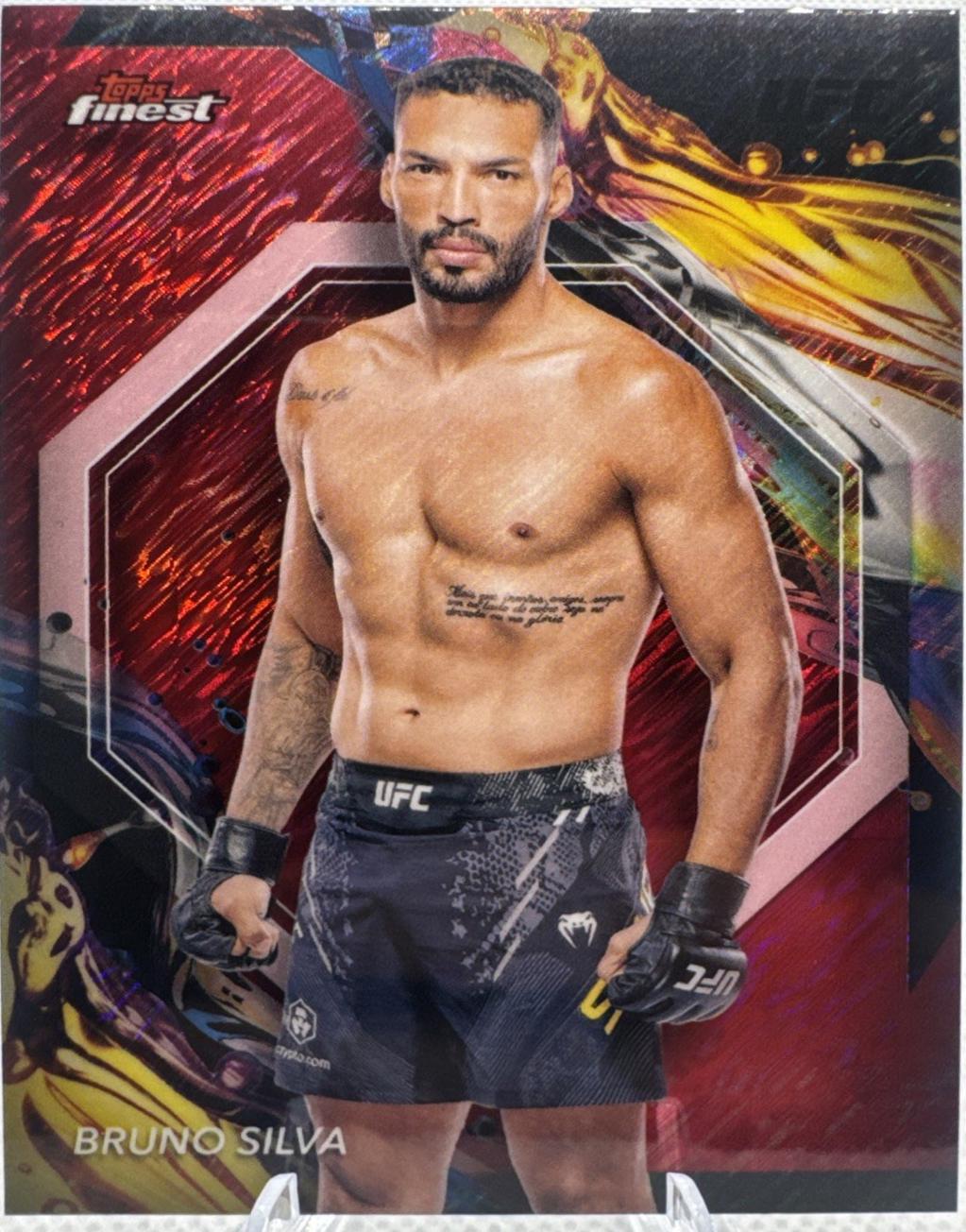 Bruno Silva 2024 Topps Finest UFC Base Uncommon #157 Red Shimmer Refractor