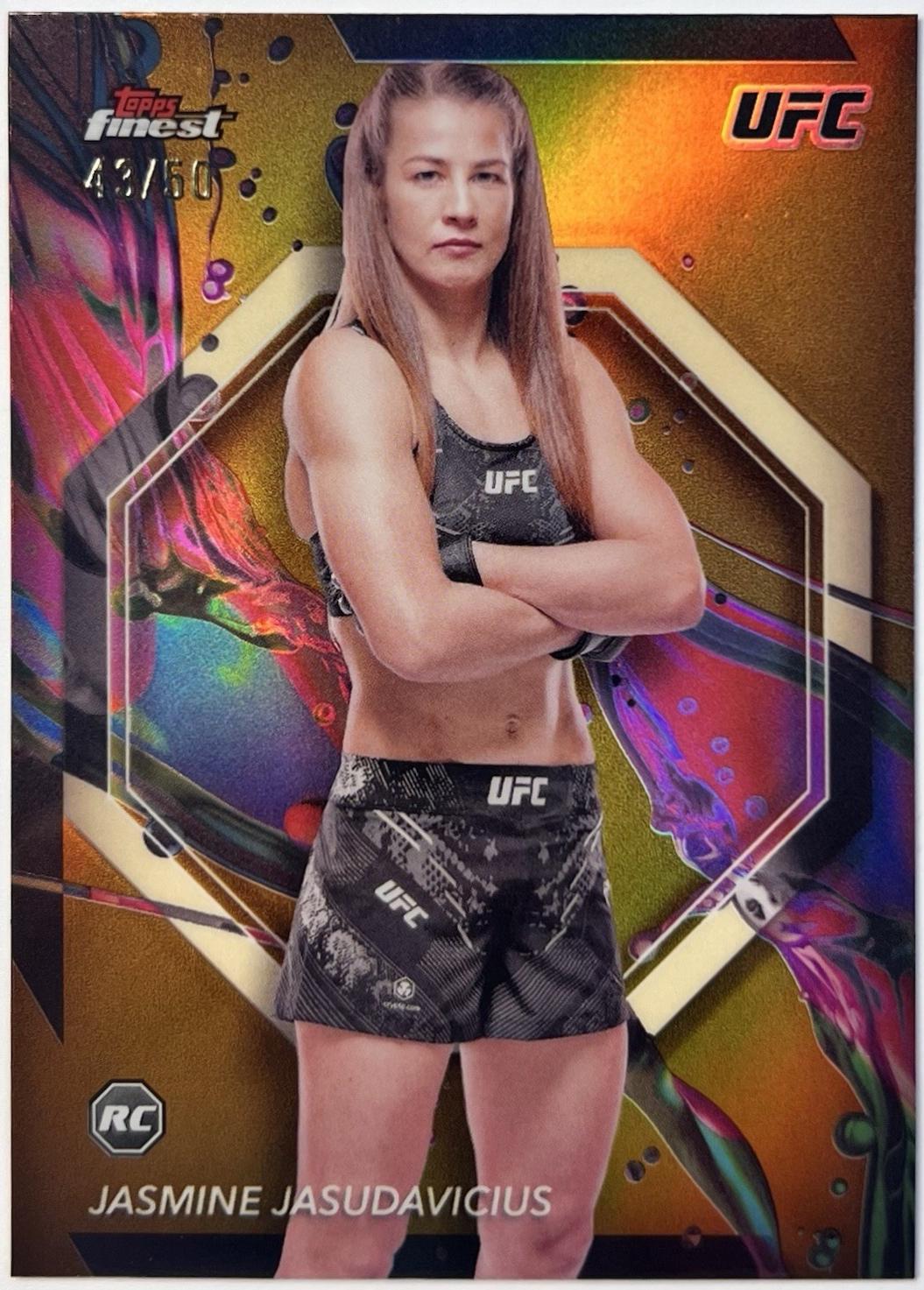 Jasmine Jasudavicius 2024 Topps Finest UFC Base Common #23 Gold Refractor