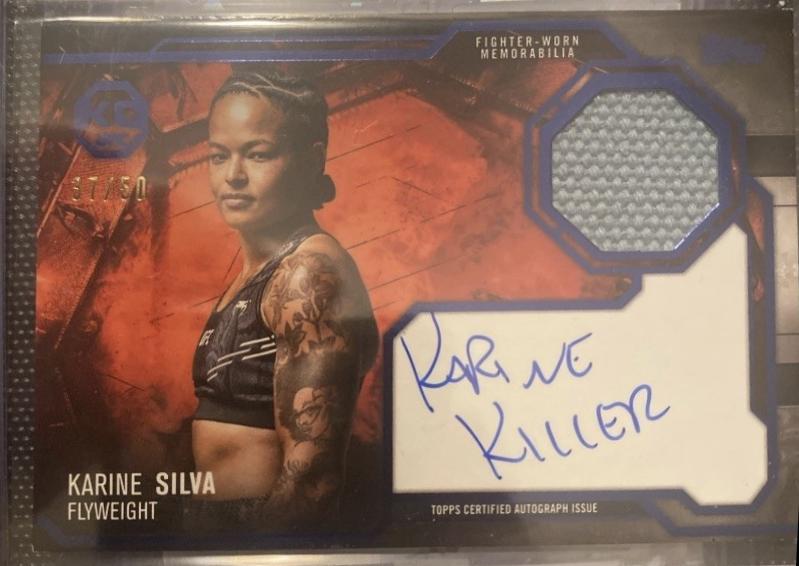 Karine Silva 2025 Topps Knockout UFC Knockout Autograph Relics #KAR-KS Blue