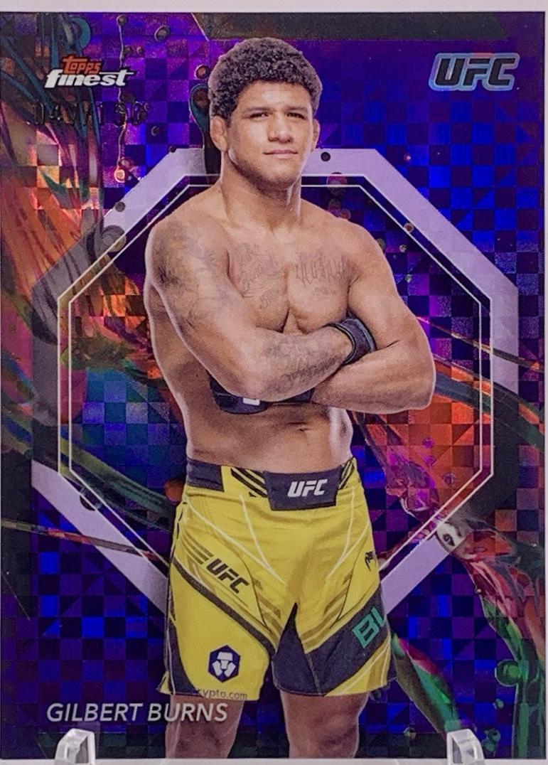 Gilbert Burns 2024 Topps Finest UFC Base Common #68 Purple Checkerboard Refractor