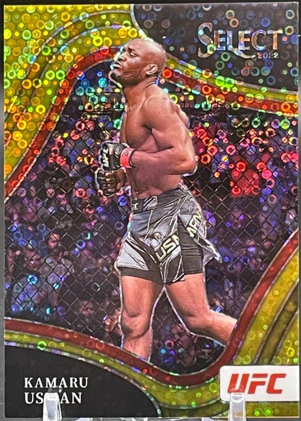 Kamaru Usman 2022 Panini Select UFC Octagonside #209 Gold Disco