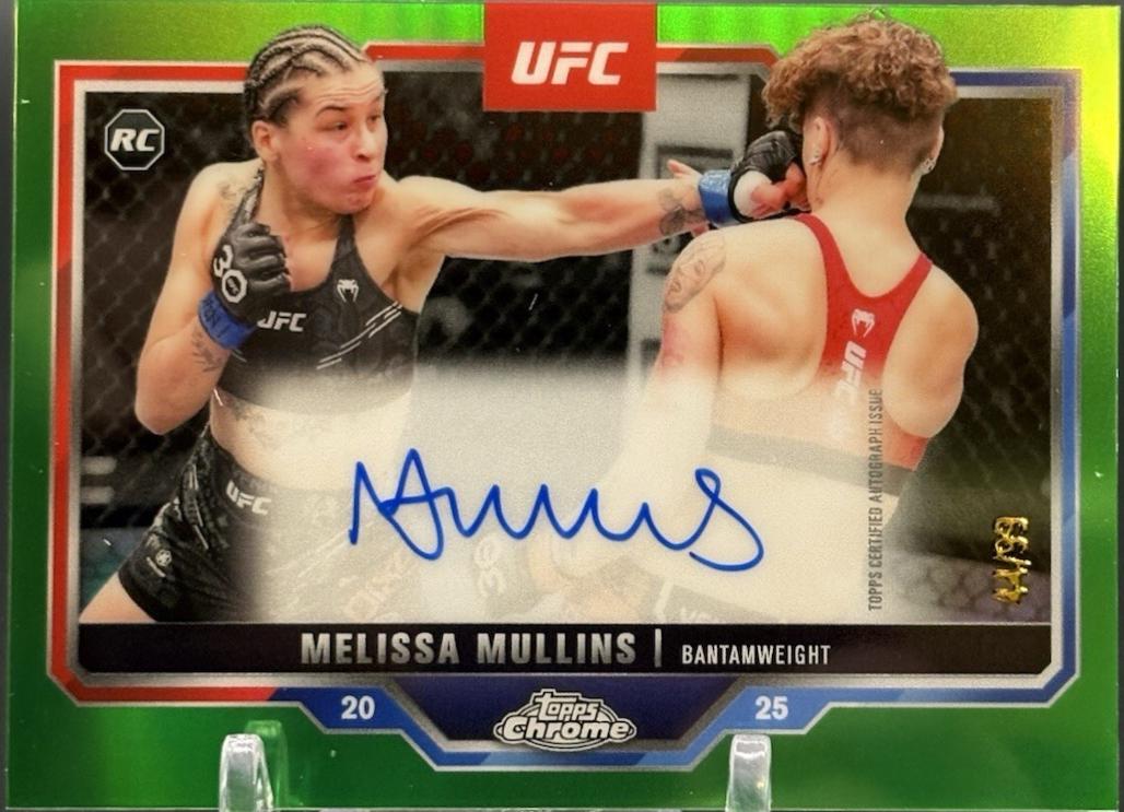 Melissa Mullins 2025 Topps Chrome UFC Chrome Rookie Autographs #CRA-ME Green Refractor