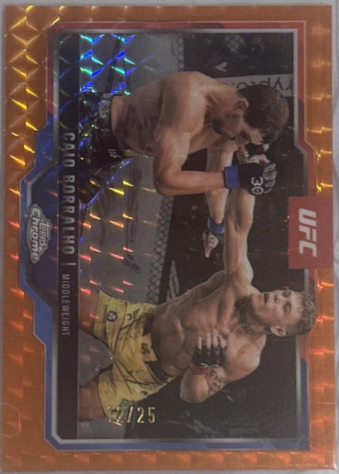 Caio Borralho 2025 Topps Chrome UFC Base #49 Orange Geometric Refractor