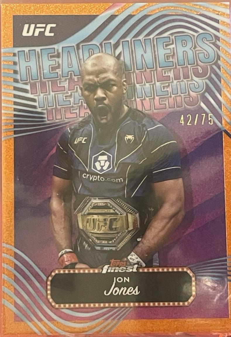 Jon Jones 2024 Topps Finest UFC Headliners #HDL-18 Tangerine Glitter Refractor