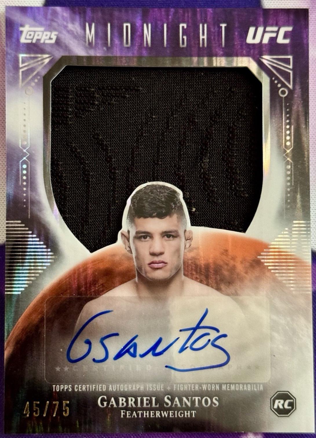 Gabriel Santos 2026 Topps Midnight UFC Rookie Relic Autographs #RRA-GS Dusk