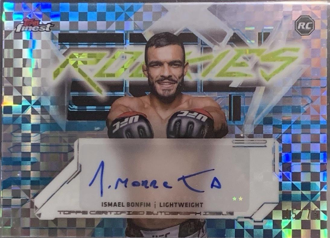 Ismael Bonfim 2025 Topps Finest UFC Finest Rookie Autographs #FRA-IB Blue Checkerboard Refractor