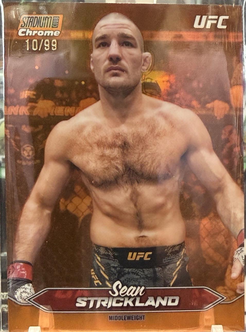 Sean Strickland 2025 Topps Stadium Club UFC Base Chrome #C-82 Orange Refractor