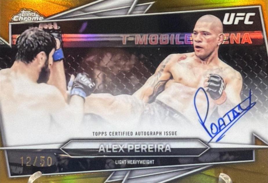 Alex Pereira 2026 Topps Chrome UFC Base Autographs #BAV-AP Gold Refractor