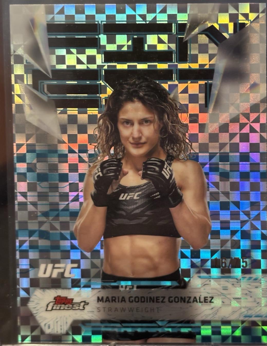 Maria Godinez Gonzalez 2025 Topps Finest UFC Base Uncommon #124 Blue Checkerboard Refractor