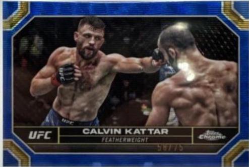 Calvin Kattar 2024 Topps Chrome UFC Base #37 Blue Wave Refractor