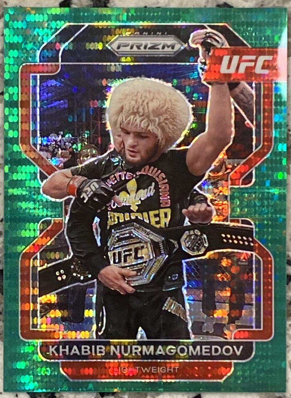 Khabib Nurmagomedov 2022 Panini Prizm UFC Base #196 Green Pulsar