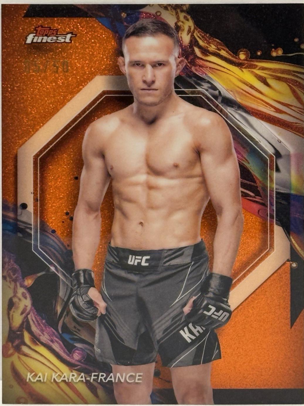 Kai Kara-France 2024 Topps Finest UFC Base Uncommon #103 Tangerine Glitter Refractor